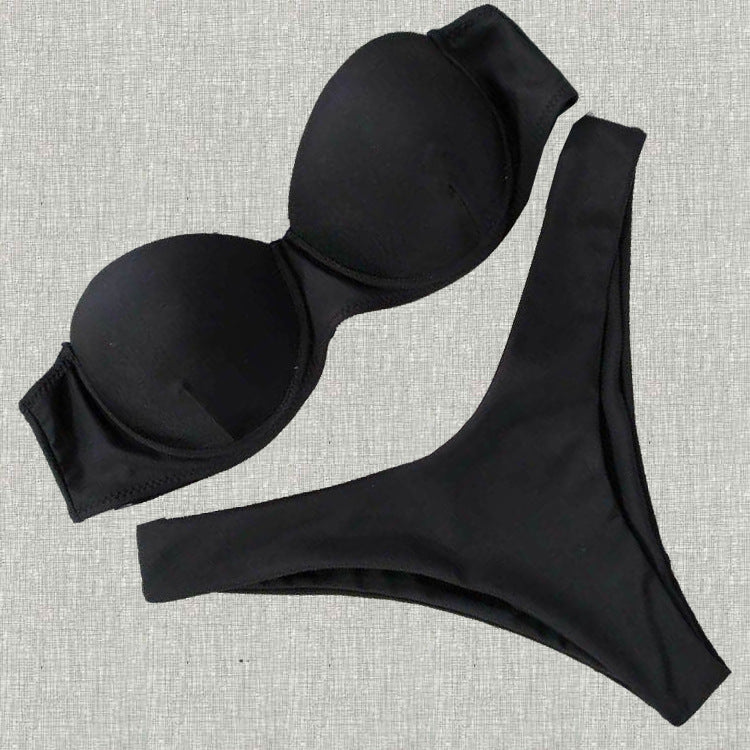 Solid Color Two-Piece Women's Swimsuit