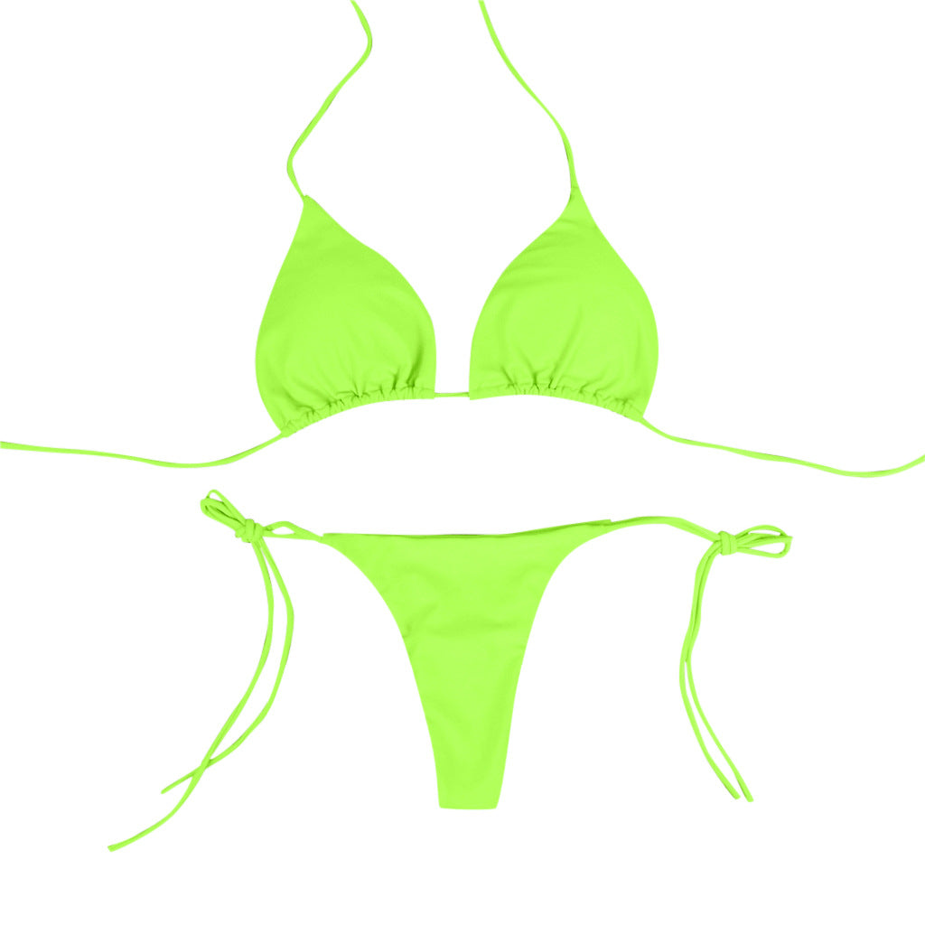 Multicolor Triangle Tie Bikini Swimsuit for Women