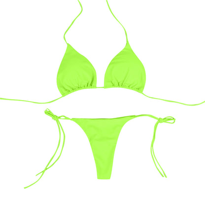 Multicolor Triangle Tie Bikini Swimsuit for Women