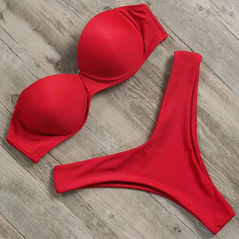 Solid Color Two-Piece Women's Swimsuit